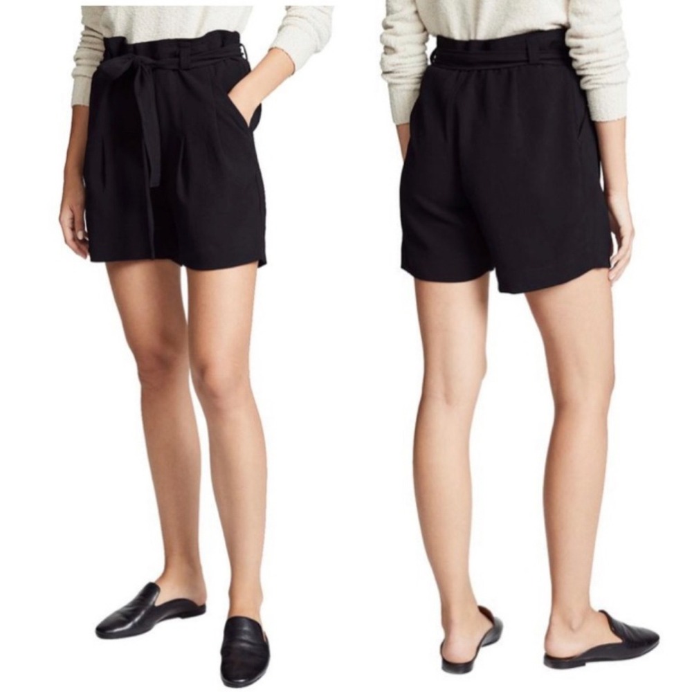 Brochu Walker Verna Shorts Size XS Black Tie Waist Pleated Relaxed Paperbag Chic